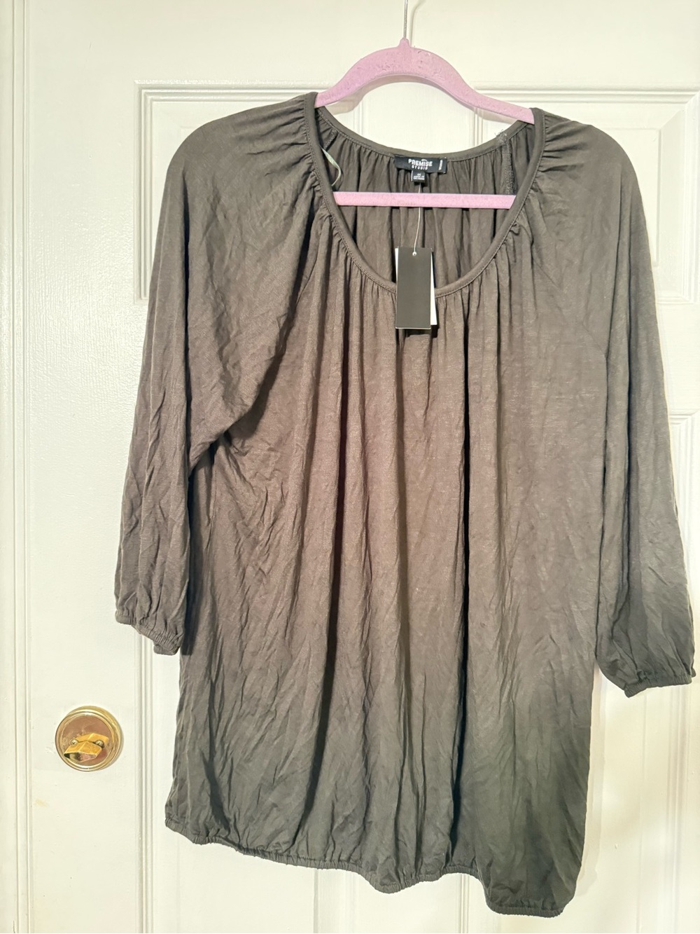 Premise Olive Green Peasant Tunic Top
